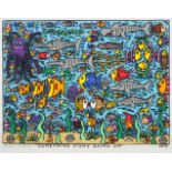 James Rizzi (1950 - 2011), Something fishy going on 1995, 3-D Lithografie in Farbe, im Stein