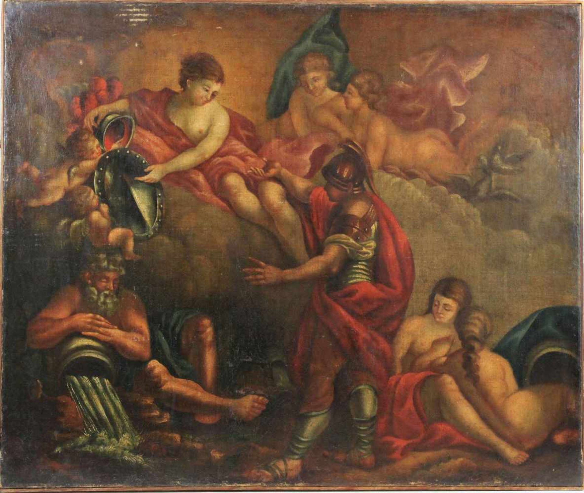 Venus präsentiert Aeneas mit einer von Vulcan geschmiedeten Rüstung, 18. Jh., Öl a. Lwd., Maße: 82 x