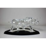 Swarovski Figur, Das Rhinozeros, 2008, farbloses Glas, facettiert geschliffen, Zertifikat mit Nummer