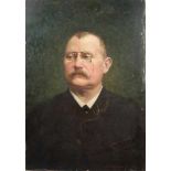 Ernst Wilhelm Müller-Schönefeld (1867-1944), Portrait eines Herren mit Zwicker, 1917, Öl a. Holz,