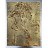 Bronzerelief, Frauenakt, sign.: Cascio, 5/300, Maße: 12,5 x 9,5 cm, auf PLexiglas montiert 17 x 14