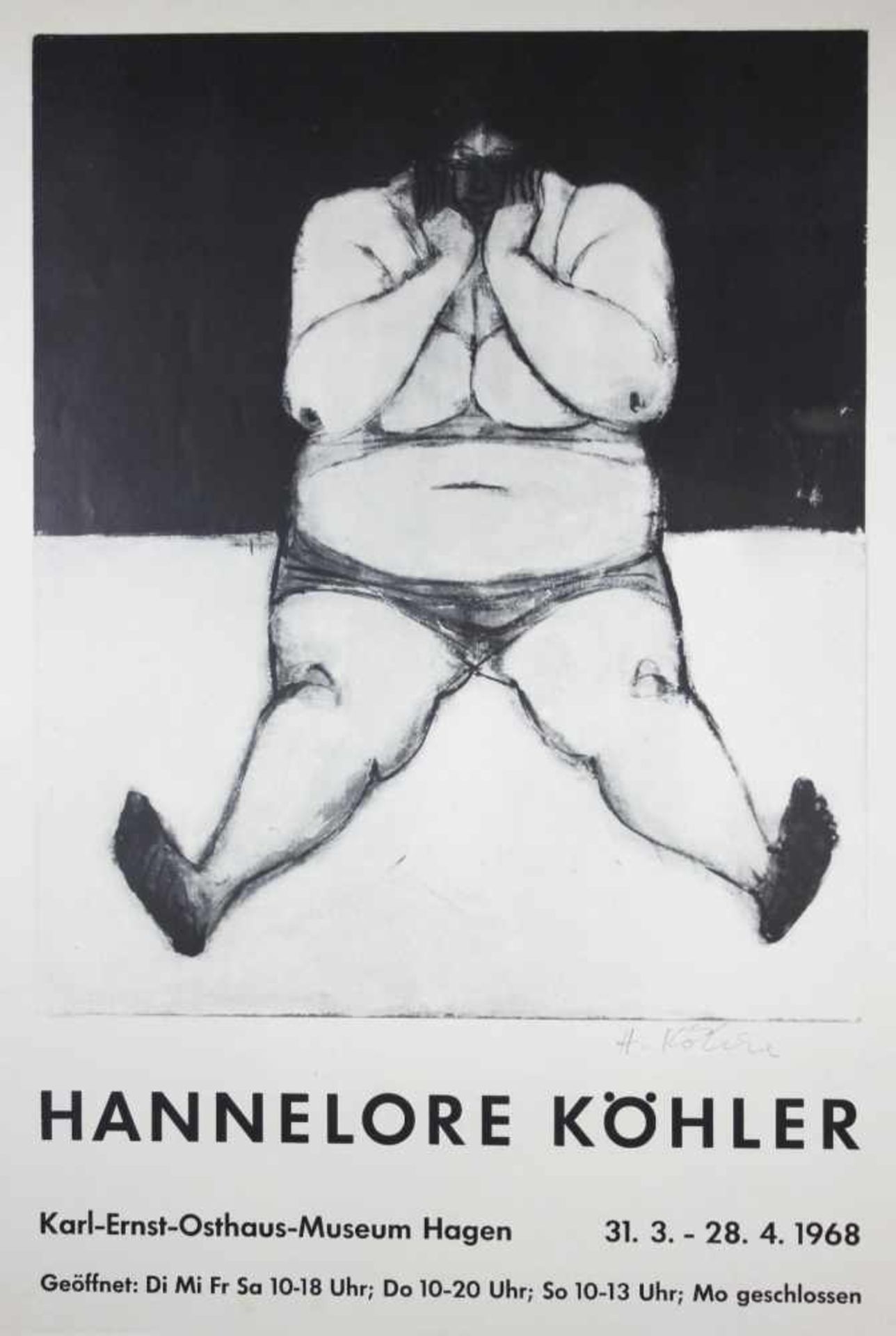 Hannelore Köhler, Plakat der Ausstellung im Karl-Ernst-Osthaus-Museum Hagen in 1968, mit Bleistift