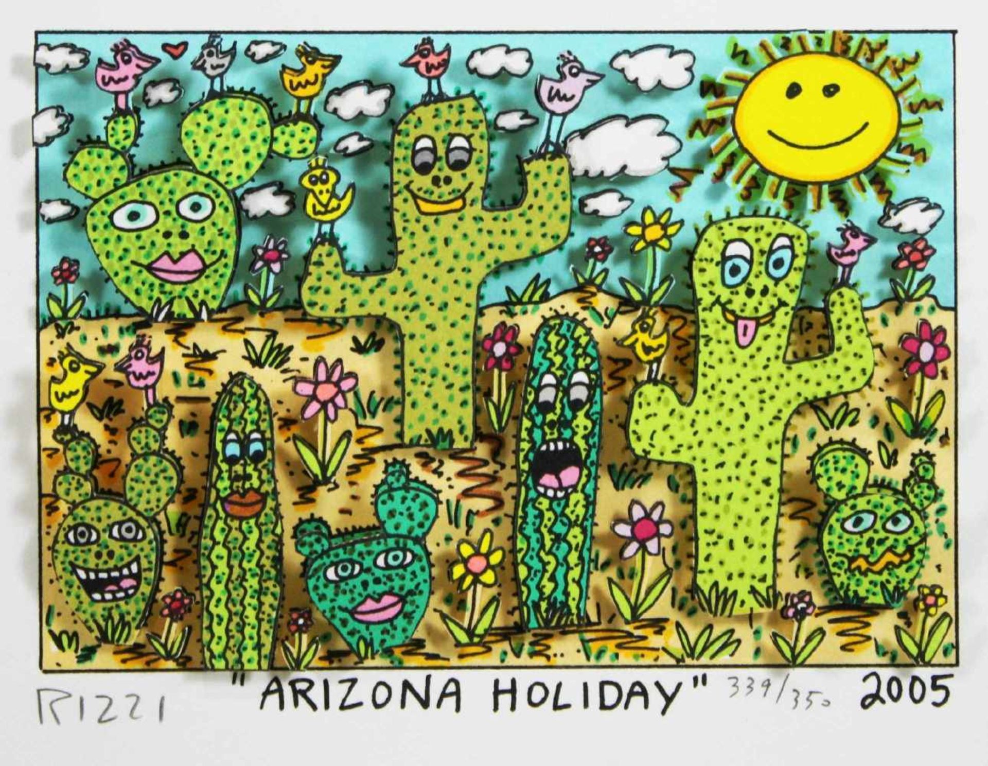 James Rizzi (1950 - 2011) Arizona Holiday, 2005, 3-D Lithografie in Farbe, im Stein betitelt,