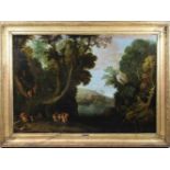 Paul Bril (flämisch, 1554 - 1626), Waldlandschaft mit Faunen, Öl a. Lwd, Maße: 102 x 143 cm,