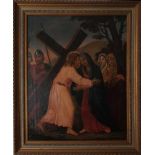 Nazarener Kreuzgang, Öl a Lwd., gerahmt, 53,5 x 64,5 cm.