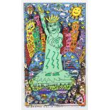 James Rizzi (1950 - 2011), The big apple is big on Liberty, 1999, 3-D Lithografie in Farbe, im Stein