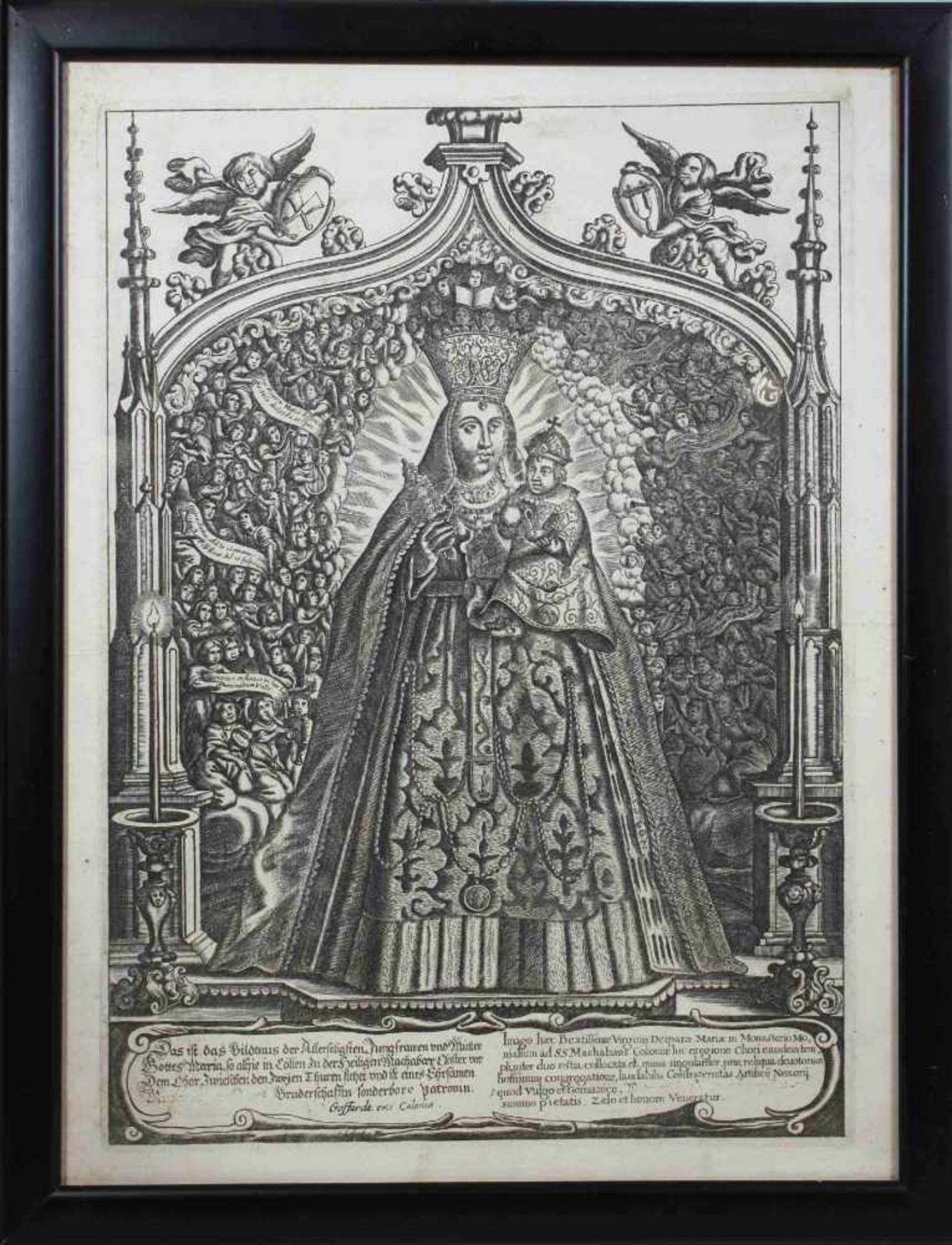 Konvolut von 3 Darstellungen der Gottesmutter, Kupferstich a. Bütten. Maria im Rosenkranz, Johann - Image 2 of 3