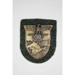 Krimschild 1941 / 1942 - Kampfabzeichen der Wehrmacht in Form eines Ärmelschildes, mit Besitzzeugnis