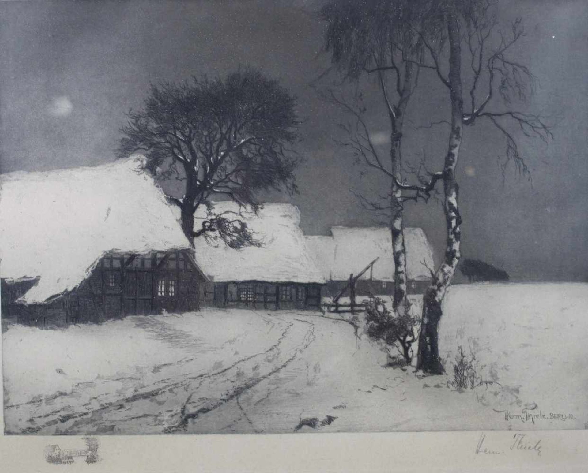 Herrmann Thiele, 1867-1956, Landschaft, Radierung, unt. rechts sign. Herm. Thiele. BERLIN.