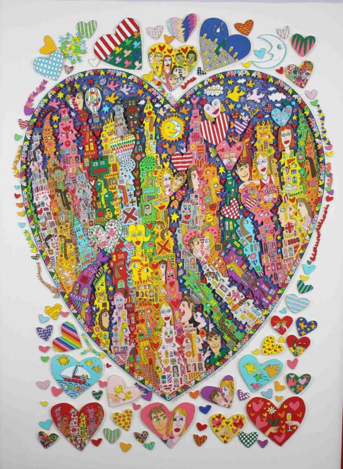 James Rizzi (1950 - 2011), In the heart of the city, 2001, 3-D Lithografie in Farbe, mit Bl.