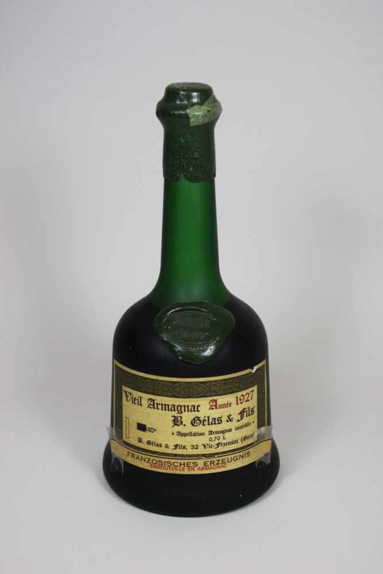 Vieil Armagnac Annee 1927 B. Gelas et Fils., Appellation Armagnac Controlee, 0,70 l.,