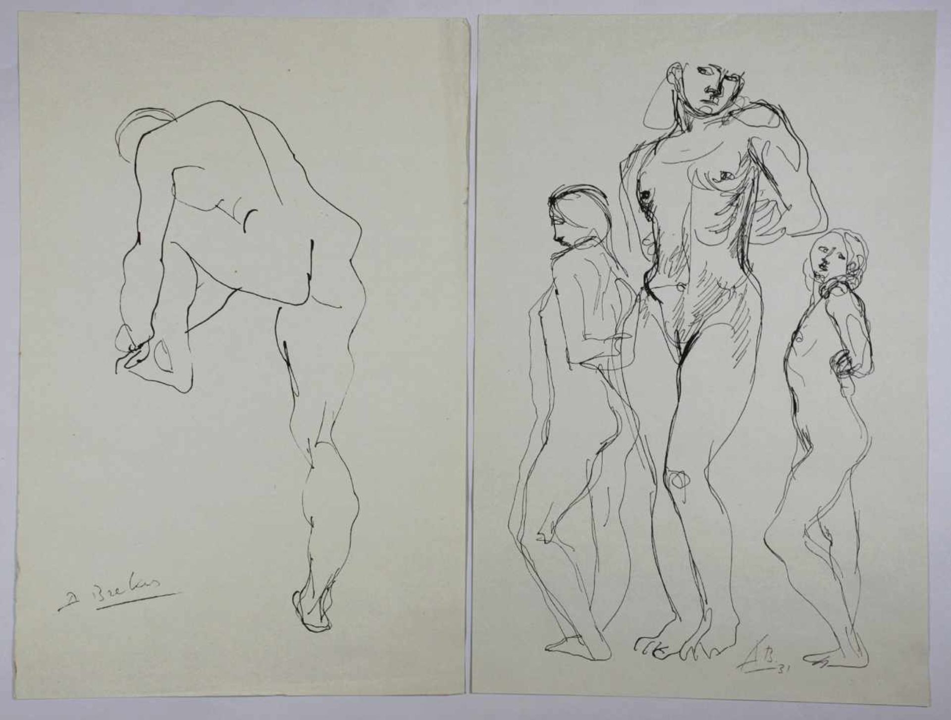 Arno Breker (1990-1991), Zeichnungen, Konvolut aus 7 Akte: 6 Faksimile-Drucke und einem - Bild 2 aus 6