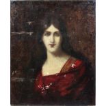 Jean Jacques Henner (französisch, 1829 - 1905), Schönheit in Rotem Kleid, Öl a. Lwd., signiert,