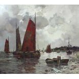 Joseph Kollmar (1909 - 1961), Fischerboote, Öl a. Lwd., signiert, Maße: 70 x 81 cm, gerahmt: 94 x