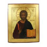 Christus Pantokrator, Ikone, Russland, Halbfigur Darstellung des segnenden Christus mit