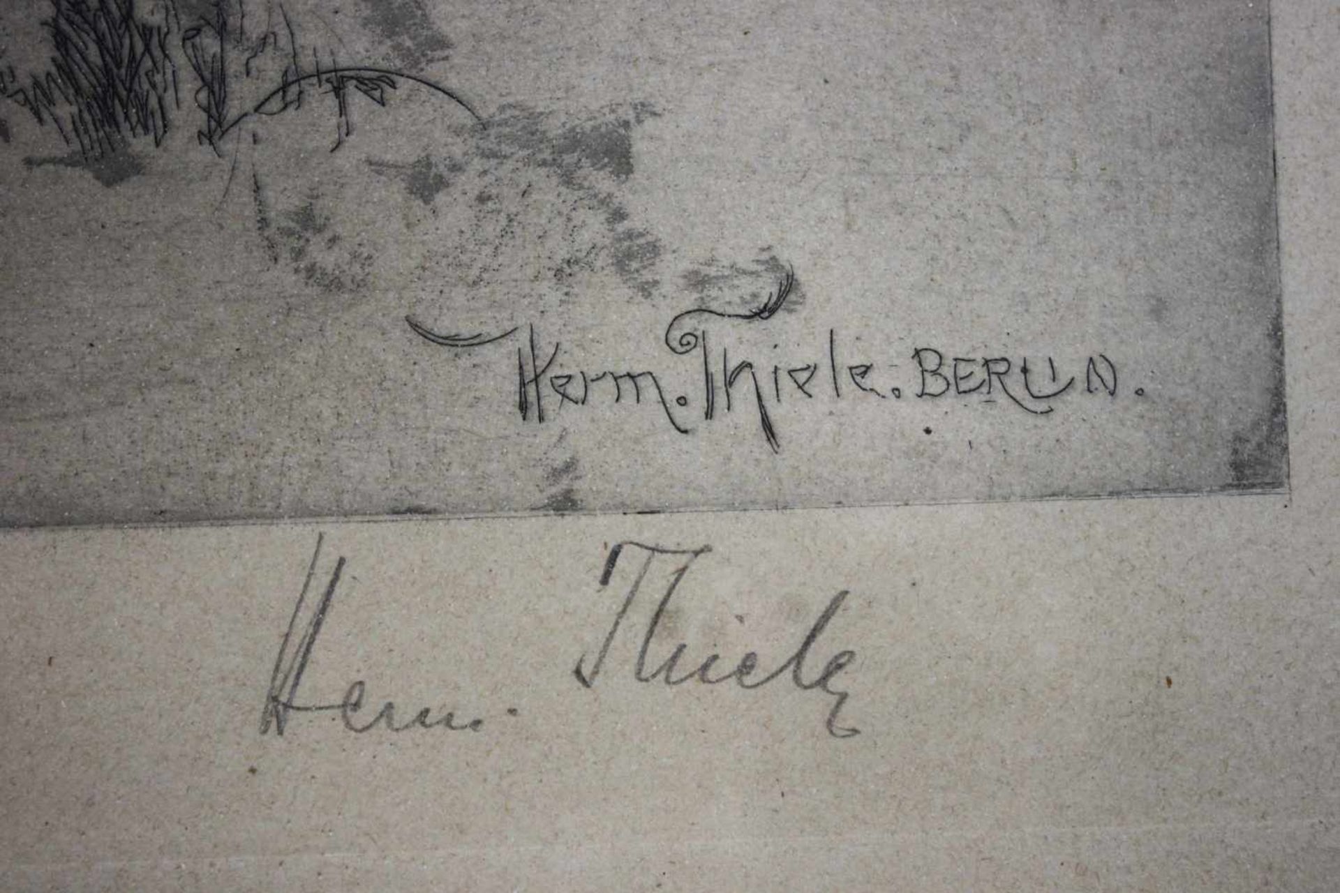 Herrmann Thiele, 1867-1956, Landschaft, Radierung, unt. rechts sign. Herm. Thiele. BERLIN. - Bild 3 aus 3