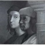 Doppelporträt von Raphael, Lithographie a. Papier, Maße: ca. 41 x 42 cm, verglast, gerahmt: 63 x