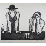 Hannelore Köhler (1929 - 2019), Paar an der Bar, Radierung, sign., dat. 1963 u. num.: 2/25,