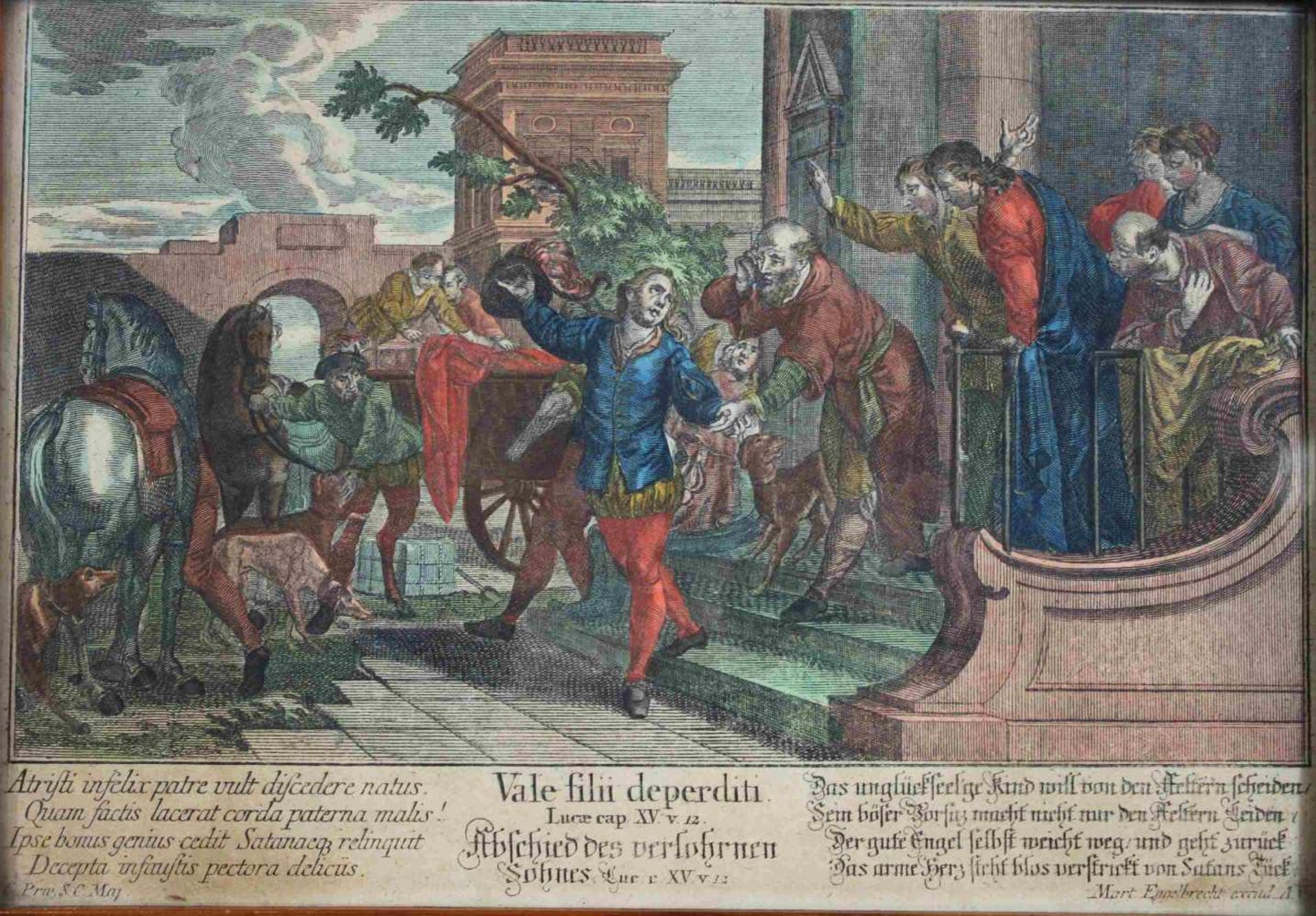 Martin Engelbrecht (deutsch, 1684 - 1756), Konvolut von 5 kolorierten Kupferstichen aus dem