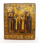 Patronatsikone mit sieben Heiligen