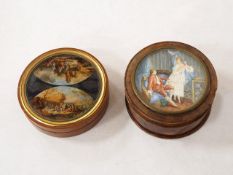 Zwei Deckeldosen mit Miniaturen