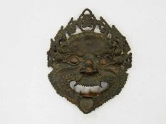 Maske des dreiäugigen HevajraBronze, Tibet 19. Jahrhundert, Höhe 24 cm