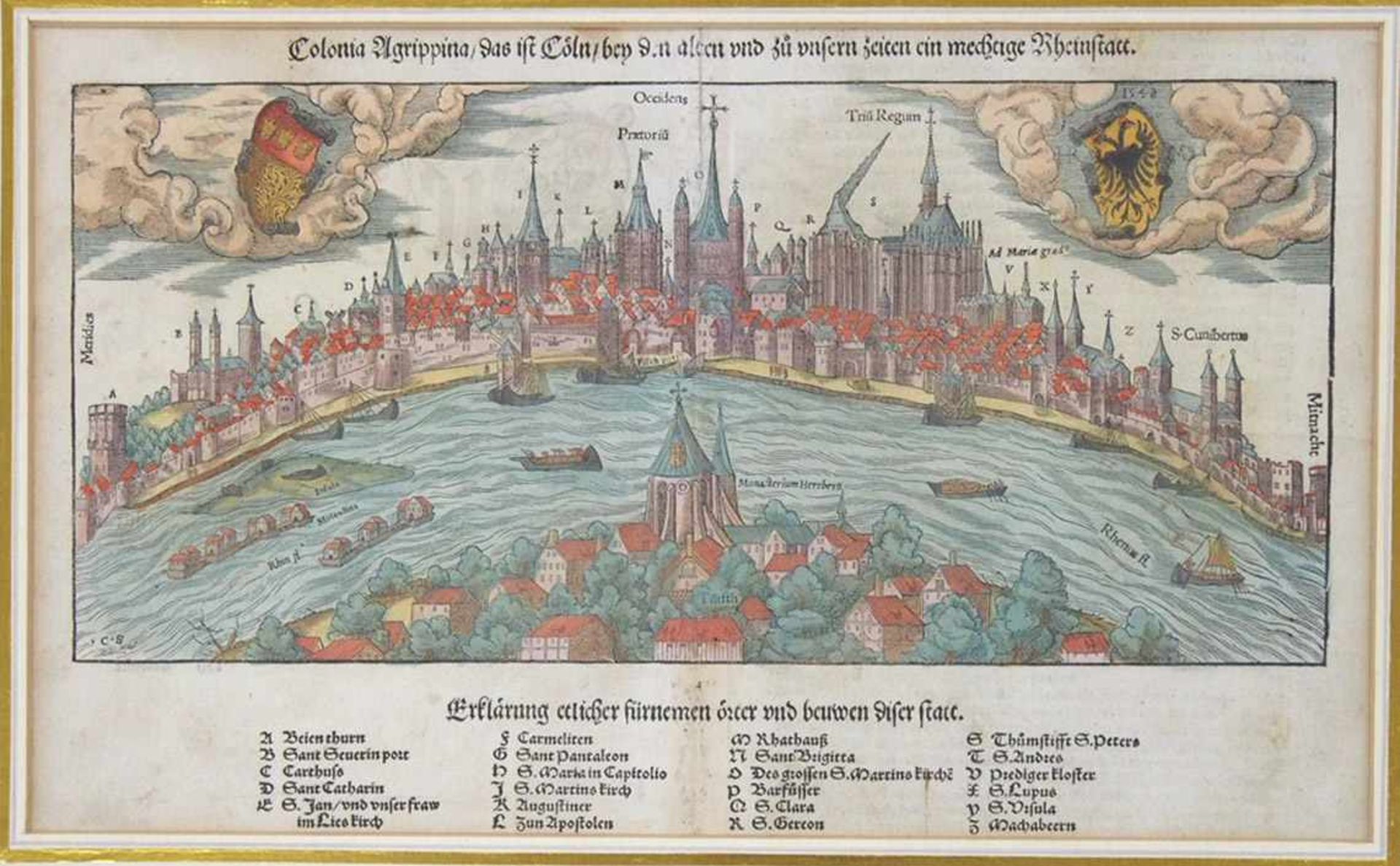 Colonia Agrippina / das ist Cöln…Holzschnitt, altkoloriert aus: Sebastian Münster, Cosmographia,