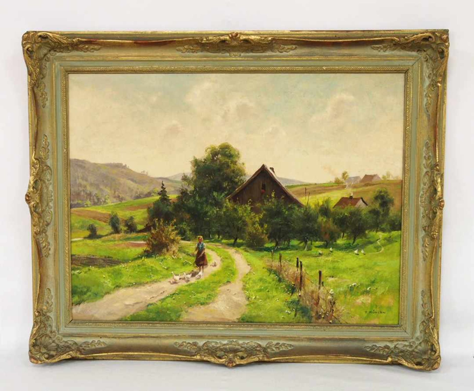 MÜHLEN, Fritz1906-1981Landschaft mit BäuerinÖl auf Leinwand, signiert unten rechts, 60 x 80 cm, - Bild 2 aus 2