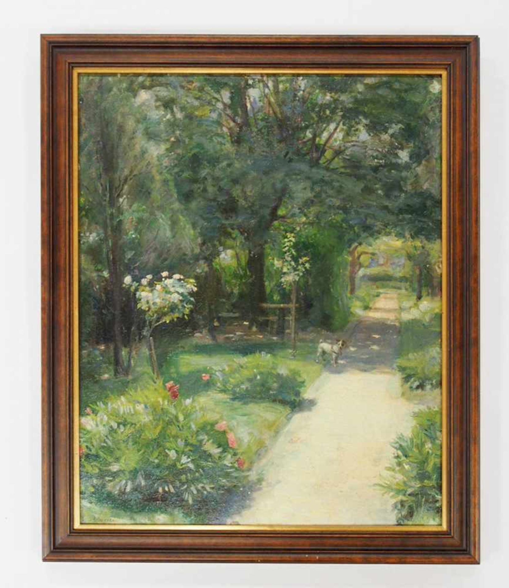 SCHREYER, Albert1869-1945Im GartenÖl auf Leinwand, signiert unten links, 69 x 56 cm, Rahmen - Bild 2 aus 2