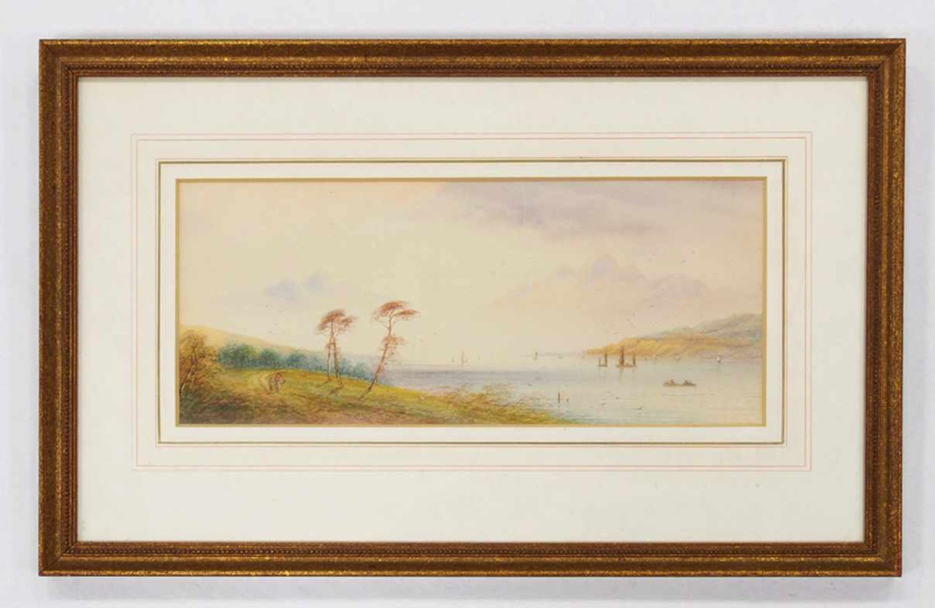 LEAR, Edward1812-1888Flusslandschaftzugeschrieben, Aquarell auf Papier, 18 x 42 cm, gerahmt unter - Bild 2 aus 2