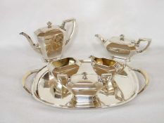 Kaffee-Tee Garnitur925er Silber, bestehend aus: Kaffeekanne, Teekanne, Milch, Zuckerdose mit Deckel,