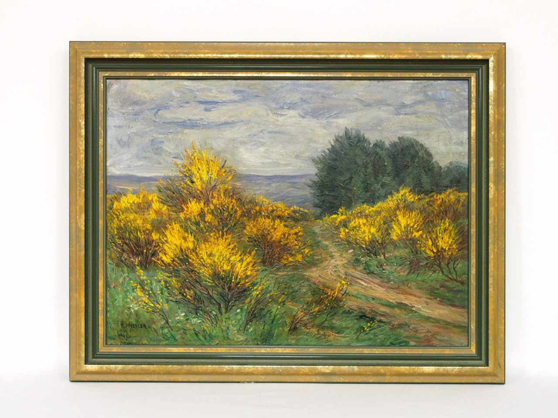 MIESLER, Ernst1879-1948Eifellandschaft mit GinsterÖl auf Leinwand, signiert unten rechts, 48 x 66, - Bild 2 aus 2