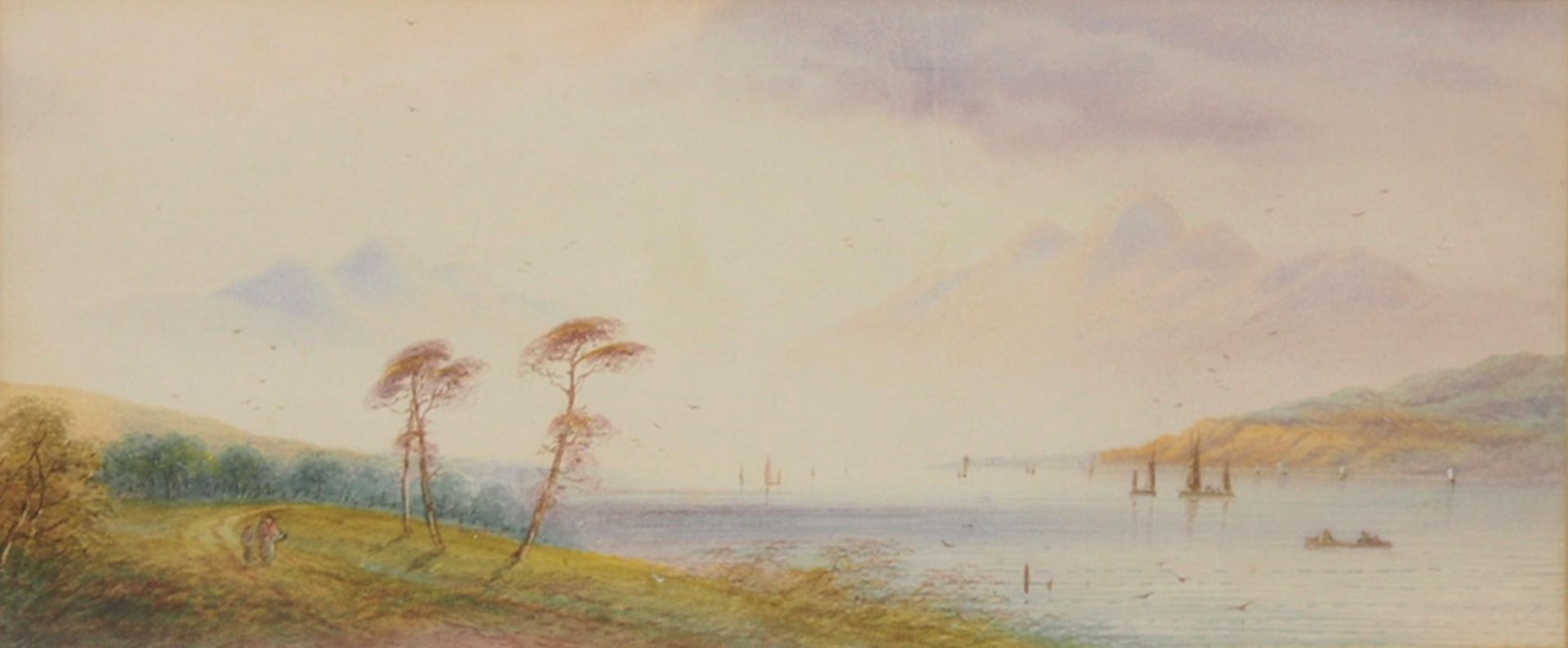 LEAR, Edward1812-1888Flusslandschaftzugeschrieben, Aquarell auf Papier, 18 x 42 cm, gerahmt unter