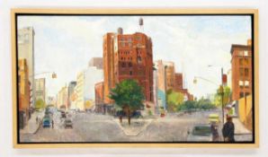 COLQUHOUN, Peter*1955New York on BroadwayÖl auf Hartfaserplatte, 60 x 112 cm, Rahmen