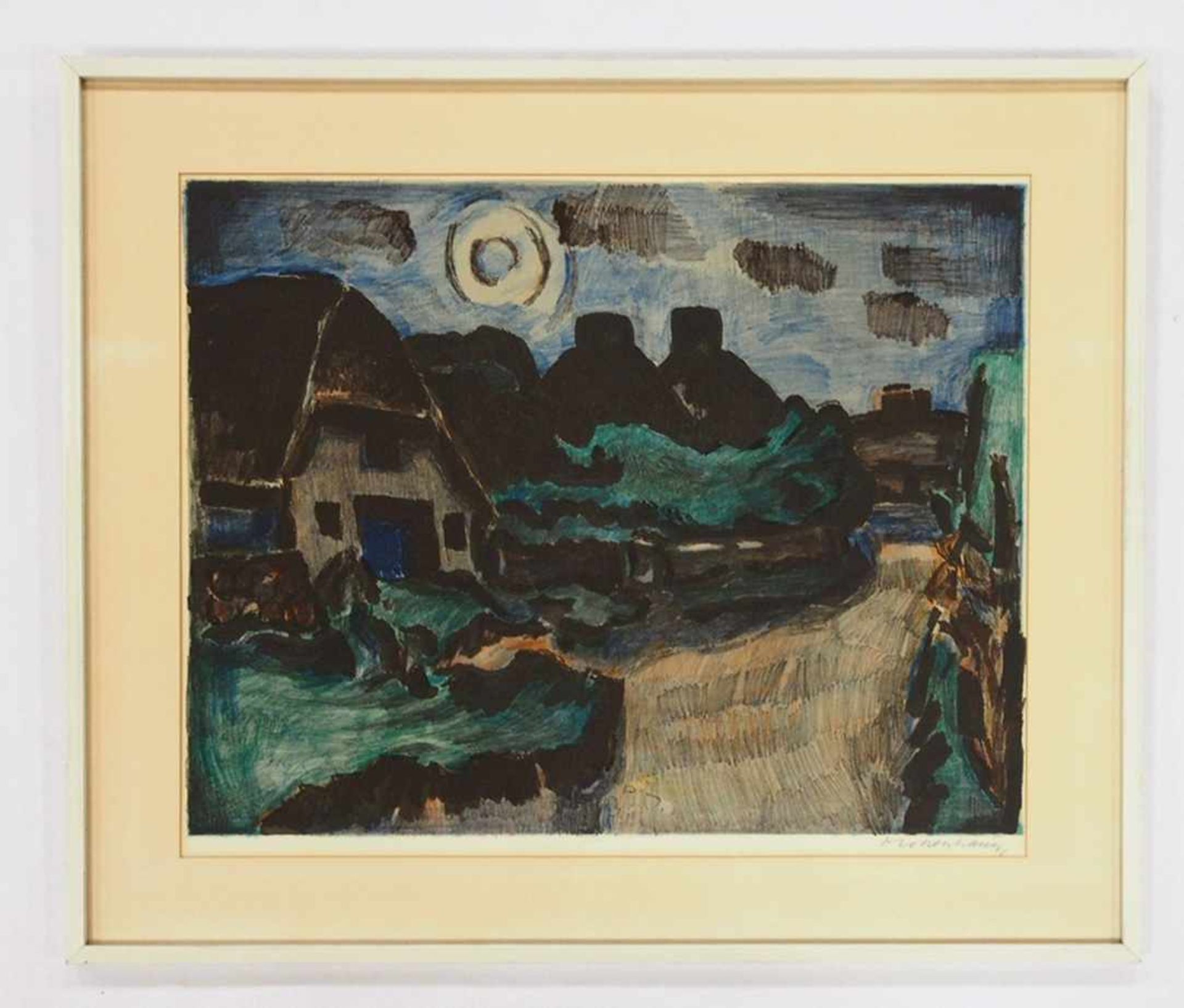 MOLLENHAUER, Ernst1891-1963Bauernhof im MondscheinFarblithographie, signiert unten rechts, 47 x 61 - Bild 2 aus 2