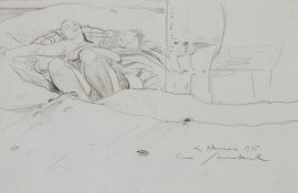 JAECKEL, Willy1888-1944Schlafendes Paar - HiddenseeBleistift auf Papier, signiert, bezeichnet und