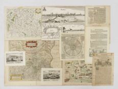 Konvolut Graphik 16. / 17. Jahrhundert "Karten und Stadtansichten"verschiedene Techniken, Größen und