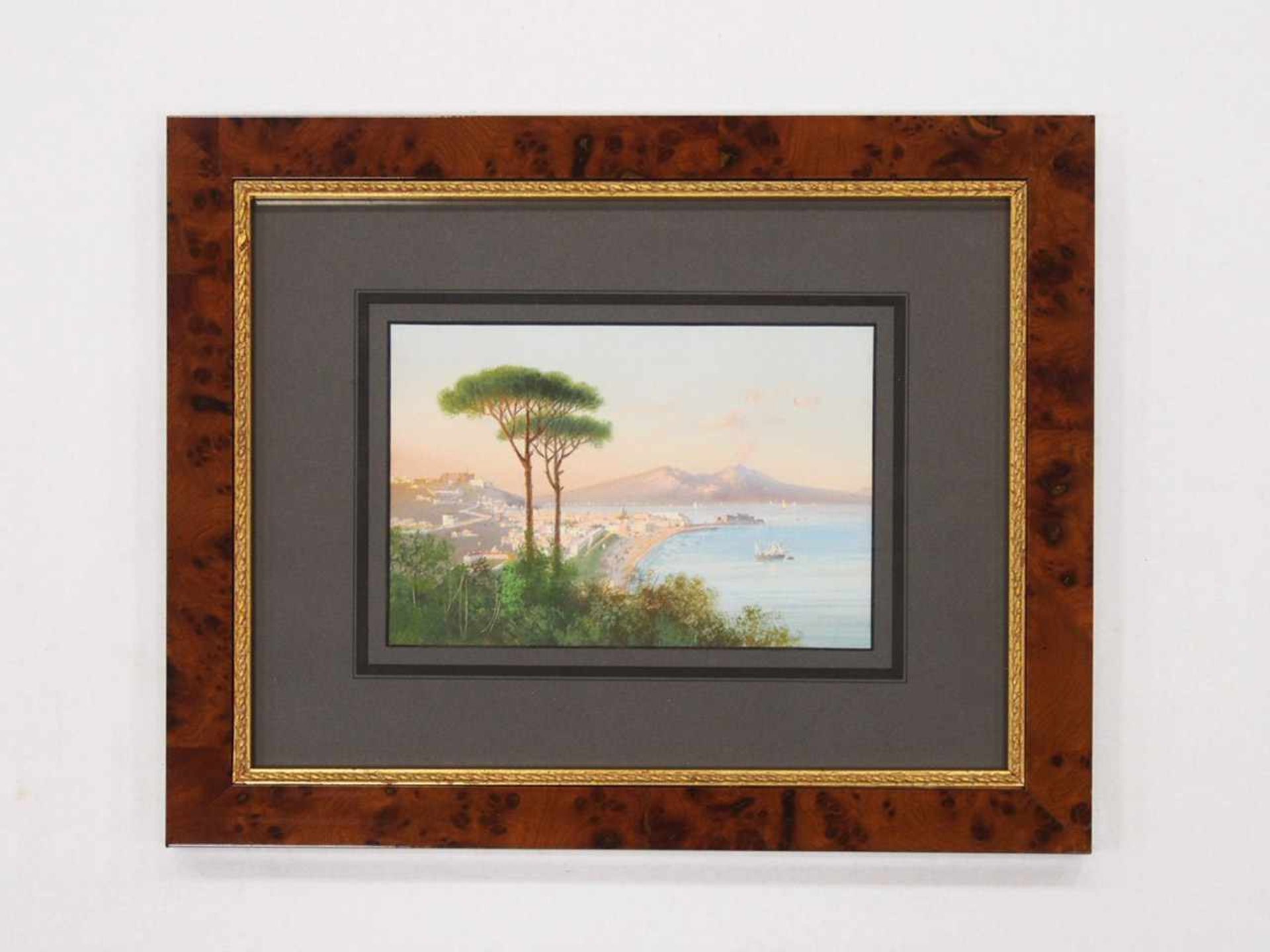ITALIENISCHER MEISTERum 1900Golf von SorrentGouache auf Papier, 15 x 21,5 cm, gerahmt unter Glas und - Bild 2 aus 2