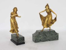 Paar TänzerinnenBronze, Elfenbein, Österreich, um 1900, Höhe ohne Sockel 16 cm (Tanzstab der einen