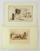 ORLIK, Emil1870-19322 arabische Blätter'Abend in Medinet el Fayum', Farbradierung, signiert und