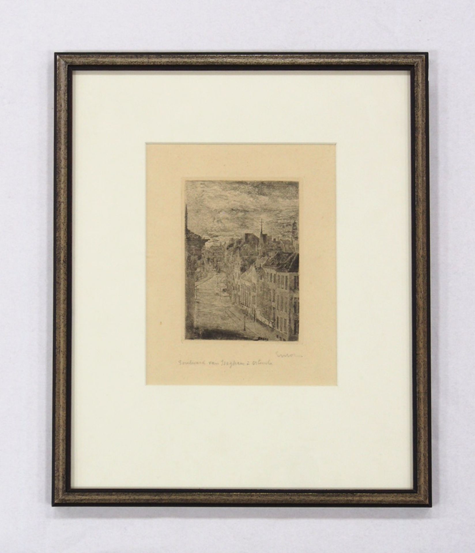 ENSOR, James1860-1949Boulevard von IseghemRadierung, signiert unten rechts, 20 x 15 cm, gerahmt - Bild 2 aus 2