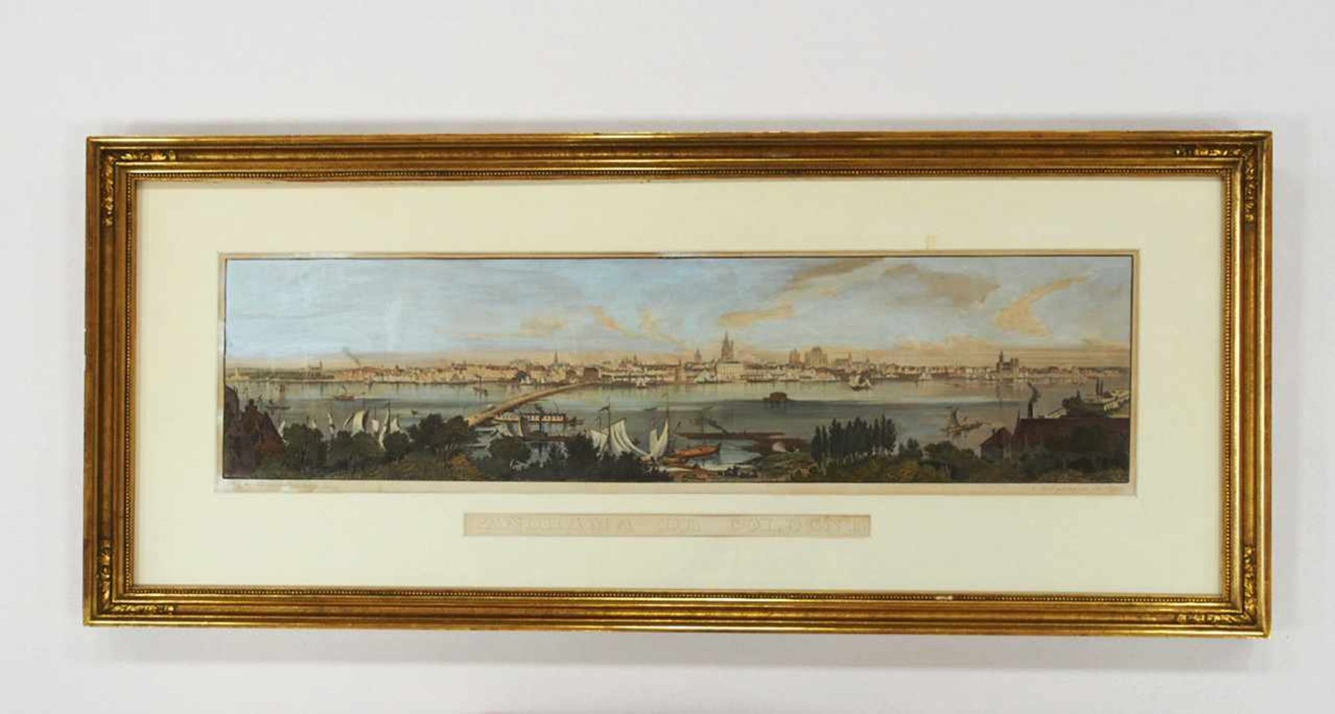 POPPEL, JohannLANGE, LudwigPanorama de CologneStahlstich, handkoloriert, 25 x 96 cm, gerahmt unter - Bild 2 aus 4