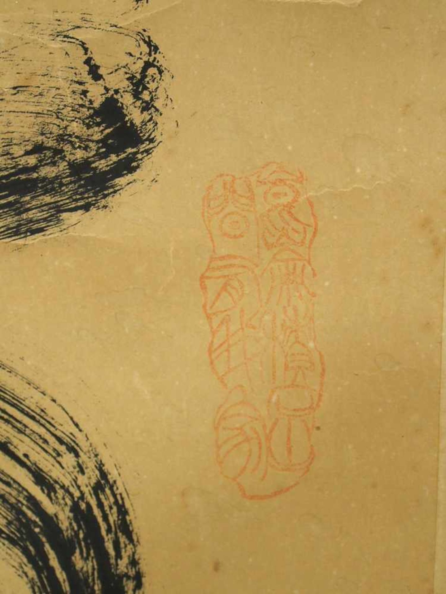 Rollbild 'Langes Leben'Tusche auf Papier, China, 15. Jahrhundert, mit Stempeln, 125 x 66 cm ( - Image 3 of 4