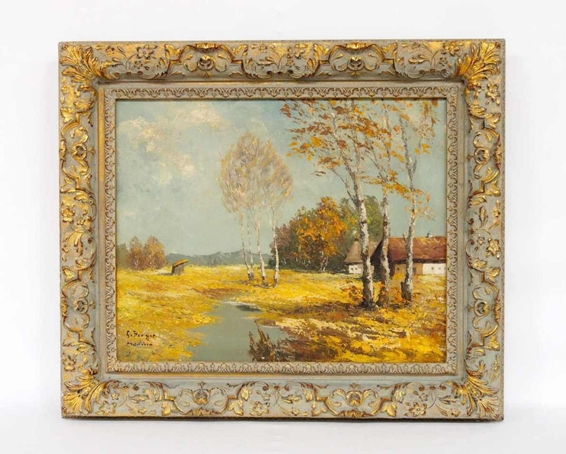 BERGER, Georges1908-1976Herbst im Moor bei HarthausenÖl auf Leinwand, signiert unten links, verso - Bild 2 aus 2