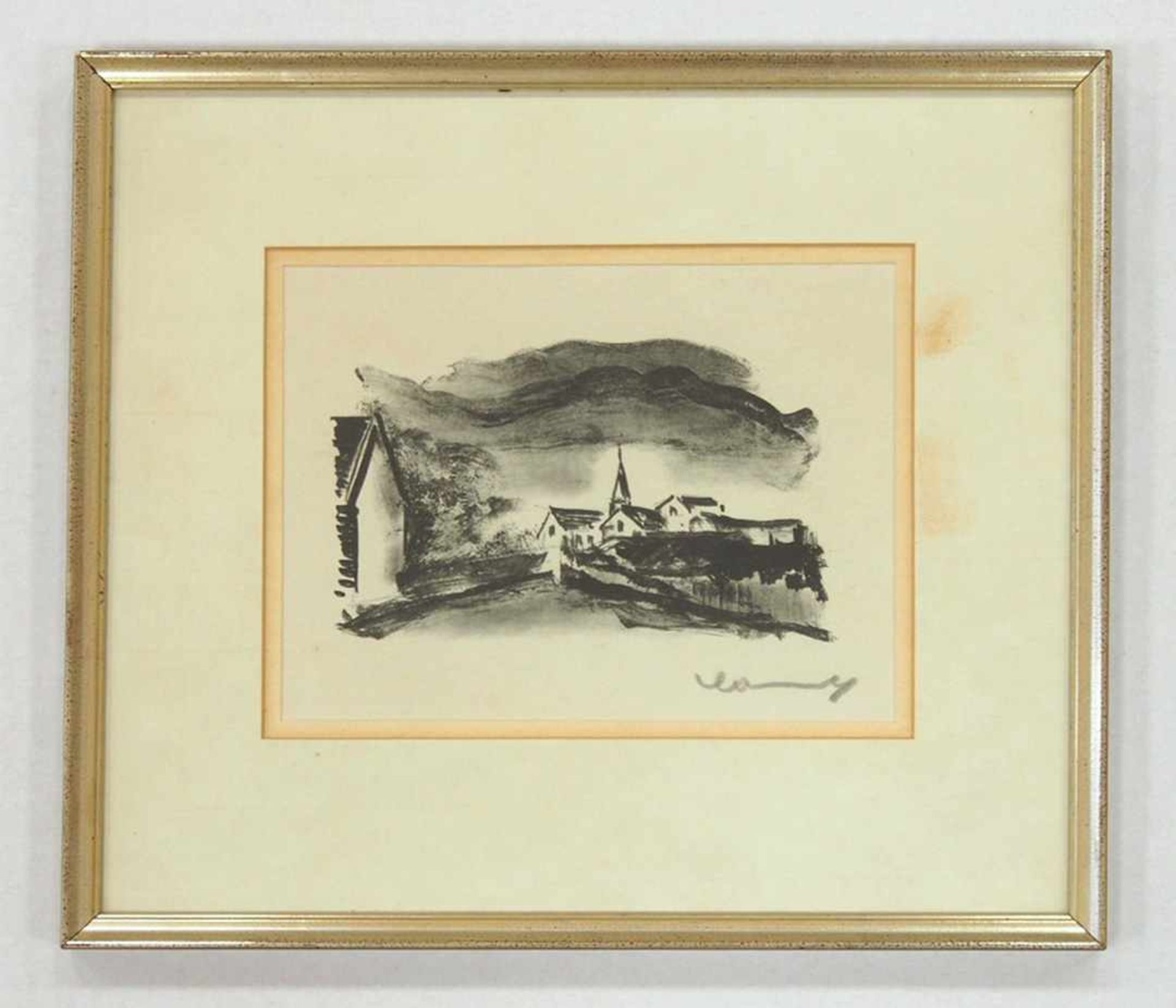 VLAMINCK, Maurice de1876-1958DorfstraßeLithographie, 10 x 17 cm, signiert unten rechts, gerahmt - Bild 2 aus 2