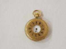Damentaschenuhr 19. Jahrhundert750er Gold, Zylinderwerk, Kronenaufzug, Vorderdeckel mit römischen