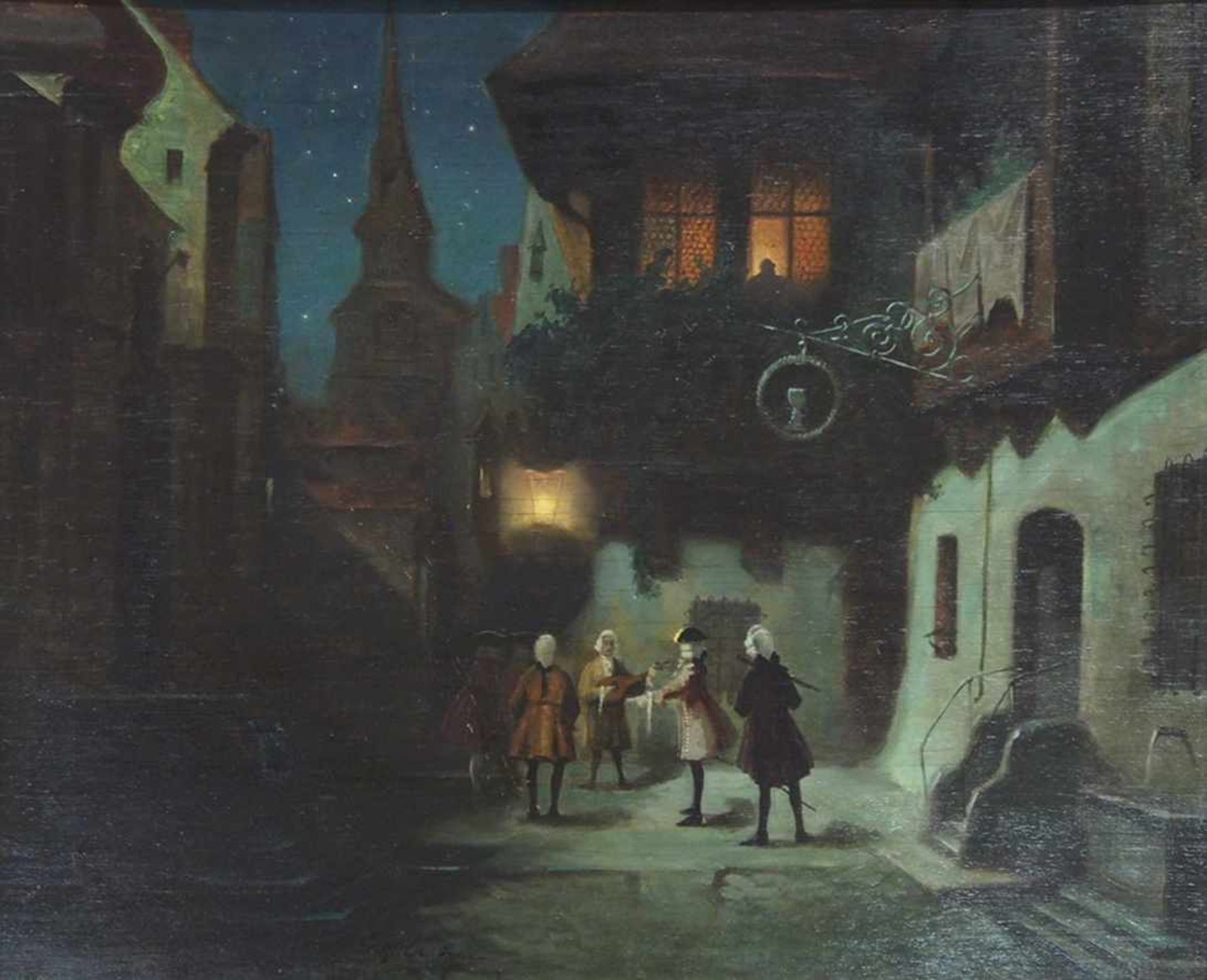 LETTAU, Friedrichtätig um 1900NachtkonzertÖl auf Holz, signiert unten Mitte, 49 x 60 cm, Rahmen