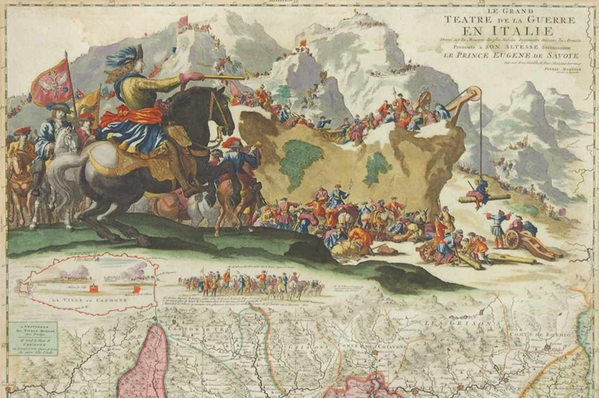 MORTIER, Pierre1661-1711Le grand teatre de la guerre en ItalieKupferstich, koloriert, 96 x 60 cm, - Bild 2 aus 2