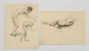 ÖSTERREICHISCHER MEISTERum 1900Aktdarstellungen2 Zeichnungen, Kohle auf Pergamin, 34 x 26 cm