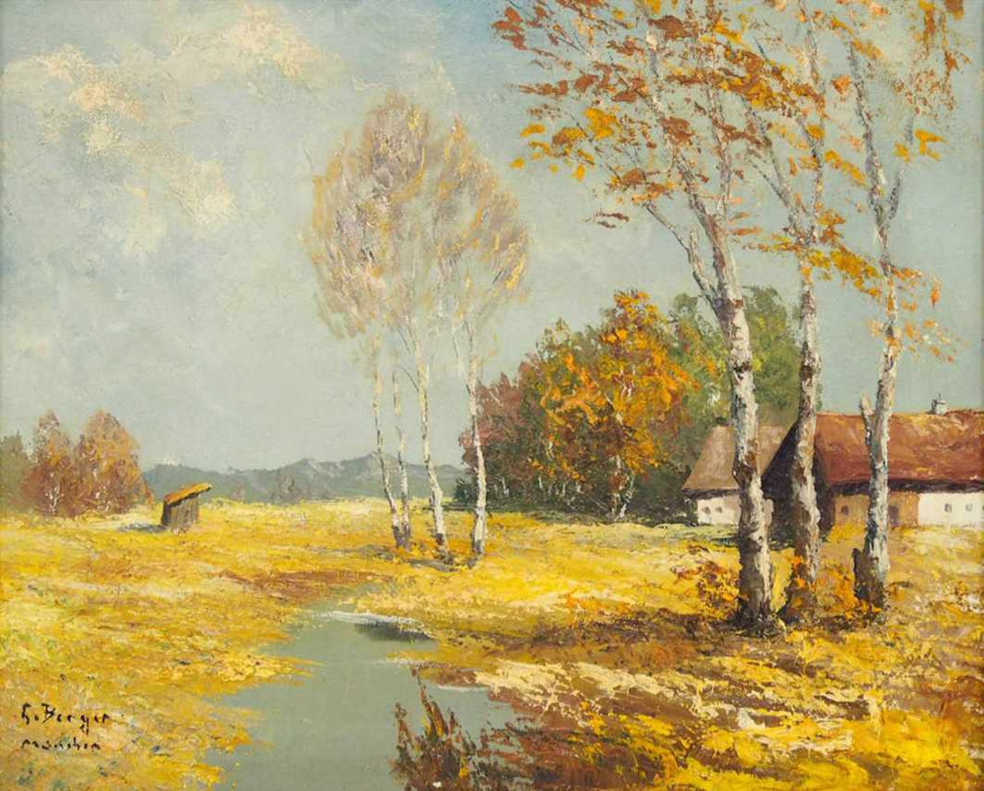 BERGER, Georges1908-1976Herbst im Moor bei HarthausenÖl auf Leinwand, signiert unten links, verso